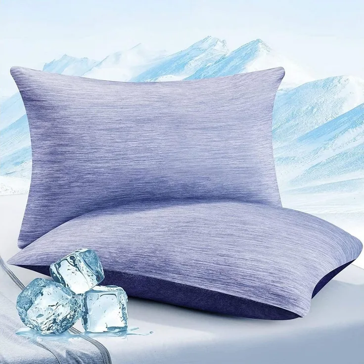 Elegear Kissenbezug 2 Stück kühlender Kopfkissenbezug für Sommer 100% Baumwolle, Q-Max>0.4, (2 Stück), 50 x 80cm Kissenbezüge mit Reißverschluss, Sofakissen atmungsaktiv
