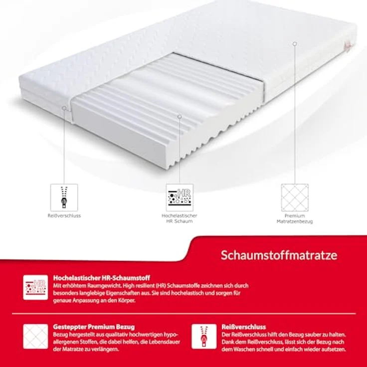 Matratze 140x200 cm Kaltschaum 7 Zonen COMFORT DUO 12 cm Orthopädisch – Bild 5