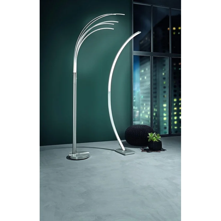 casa NOVA LED Bogenlampe Stehleuchte ECLIPSE, 5-flammig, H 200 cm, Metall, Dimmfunktion, LED fest integriert, Warmweiß, Silbergrau, Kunststoff, Touchsensor – Bild 3