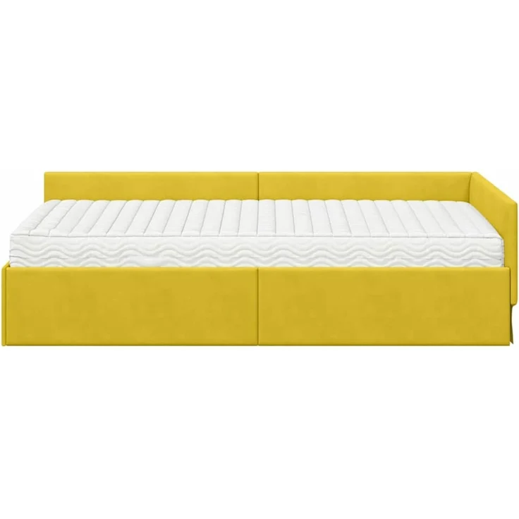vidaXL Eckbettgestell mit Matratze Sonstiges 2 pcs Gelb Samt 3393650 – Bild 5