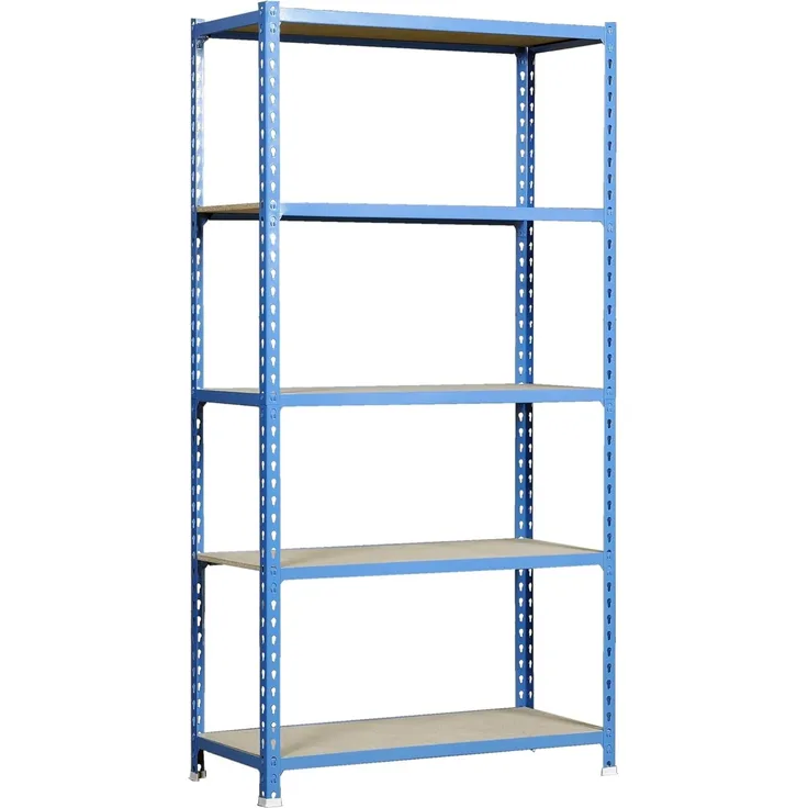 Simon Rack Maderclick Plus 5/500, 5 Regale, Holz, Metall, Blau, Naturholz, 180 kg, 9 min