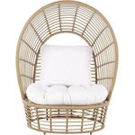 Beliani 'LIDO' Sonneninsel mit Kissen, Rattan natur / weiß, 109x83x150 cm