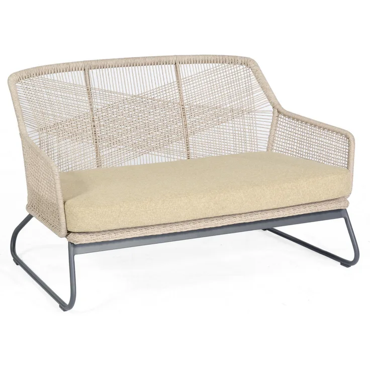 Sonnenpartner Loungesofa Couture Aluminium mit Polyrope white-shell Relaxsofa Garten-Sofa