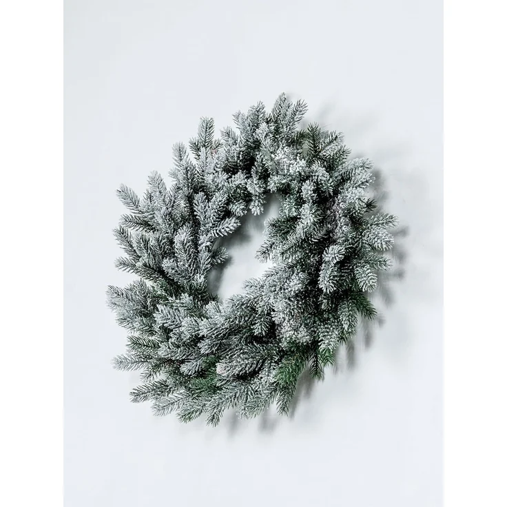 EveXmas Altair Premium Weihnachtskranz Grün-Weiß 45 cm beschneit, künstlicher Türkranz mit Schneeflock, 68 Zweige, 408 PE-Spritzguss-Triebe, 100% PE – Bild 5