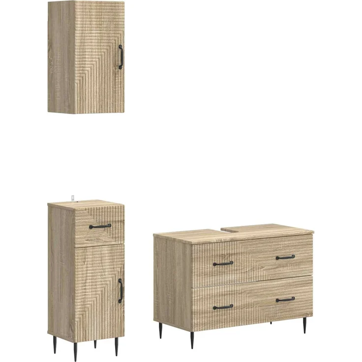 vidaXL 3-teiliges Badezimmer-Schranksystem HAARLEM Sonoma-Eiche 3417776 – Bild 2