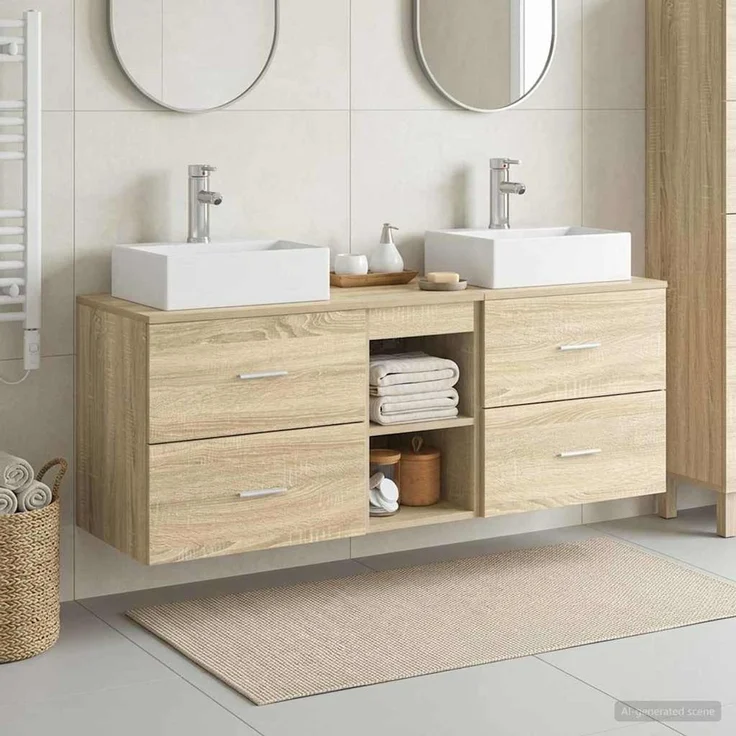 vidaXL Badezimmerschrank-Set 3 stk. Sonoma-Eiche 129 x 41 x 79,5 cm 3405837 – Bild 1