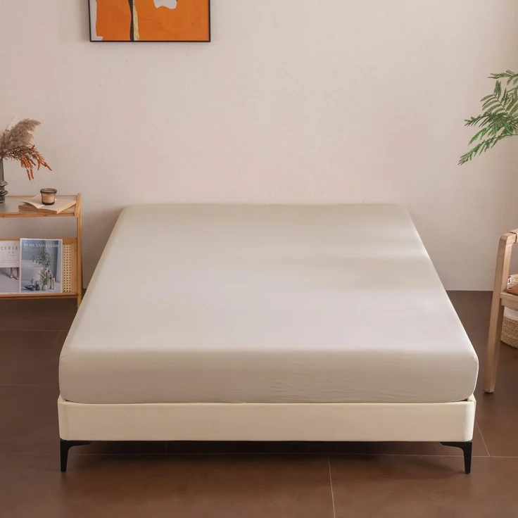 Sonive Spannbettlaken 200x200cm 100% Polyester Spannbetttuch Bettlaken, Matratzenhöhe bis 30 cm für Dicke Matratzen, Weich, Atmungsaktiv & Hautfreundlich Beige