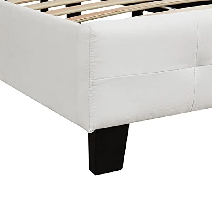 CARO-Möbel Polsterbett Ohio Bettgestell 90x200 cm Einzelbett Designbett inklusive Lattenrost Textilbezug in weiß – Bild 7