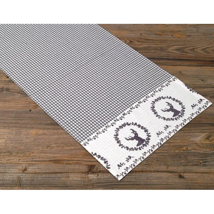 matches21 HOME & HOBBY Tischdecke Tischläufer RESI Hirsche kariert grau, 100 % Baumwolle, in 48x100 cm (1-tlg), Pflegeleicht waschbar bis 30° Grad – Bild 5