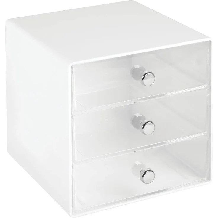 Organizer Schubladenbox Aufbewahrungsbox 3 Schubladen mDesign transparent/weiß – Bild 6