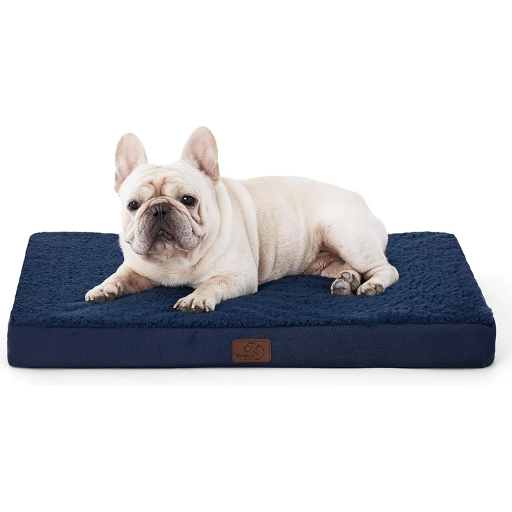 BEDSURE orthopädisches Hundebett kleine Hunde - 76 x 51 x 7.6 cm Hundekissen flauschig Hundematte waschbar Hundematratze in Navyblau für kleine Hunde – Bild 1