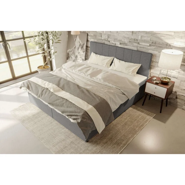 99rooms Kira Boxspringbett Strukturstoff NEVE Anthrazit 140x200 cm – Bild 2