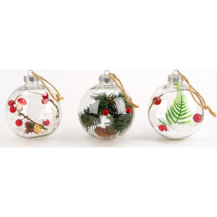 BRUBAKER Weihnachtsbaumkugel Christbaumkugel Set aus Acryl (9 St), Baumkugel Set mit Juteaufhängern, befüllte Weihnachtskugeln – Bild 3