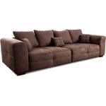 Cavadore Big Sofa Mavericco / Großes Sofa im modernen Design in Lederoptik / Inklusive Rückenkissen und Zierkissen / 287 x 69 x 108 cm (BxHxT) / Mikrofaser Dunkelbraun