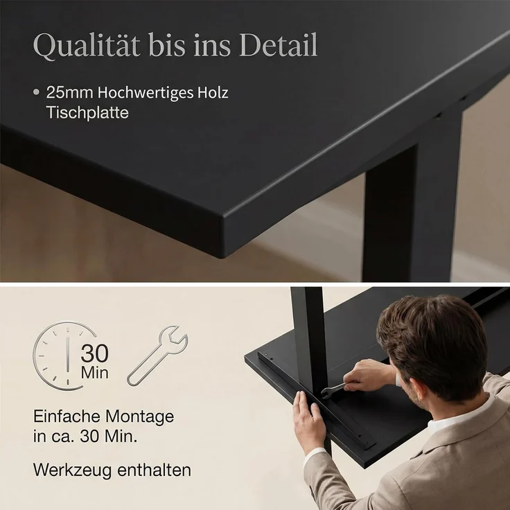 Devoko Höhenverstellbarer Schreibtisch 160x80 cm elektrisch, Höhenverstellung 63-128 cm mit Smart Control, 125 kg Tragkraft, für gesundes Arbeiten – Bild 6