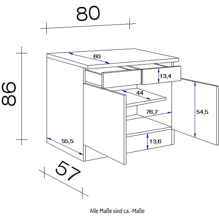 Flex-Well Unterschrank Vintea (B x H x T) 80 x 85 x 60 cm, für viel Stauraum – Bild 3