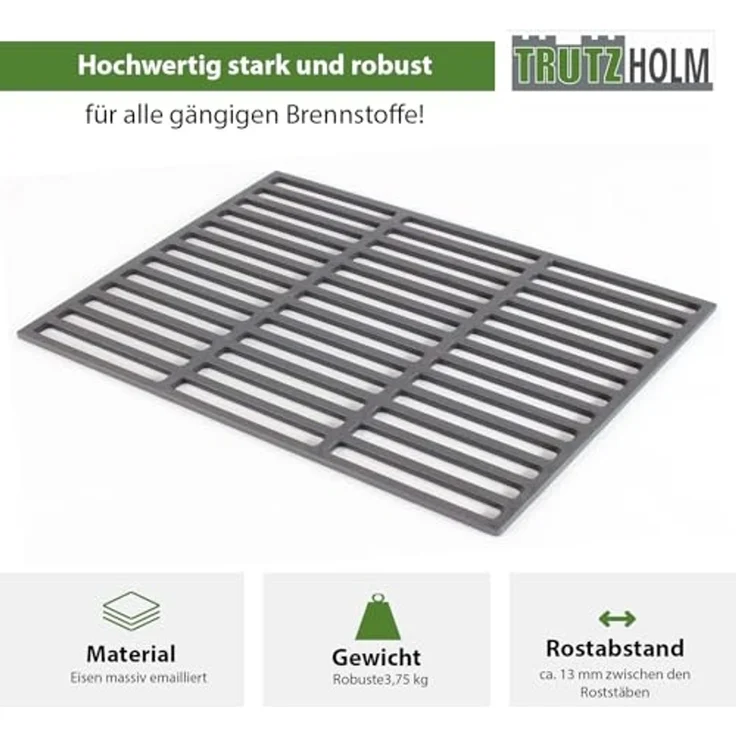Baumarktplus Grillrost rechteckig emailliert, Gusseisen schwarz, 45x26 cm – Bild 3