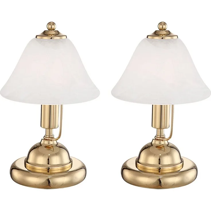 2er Set, Tischleuchte, Metall, Glas, Messing, Antik, H 27 cm