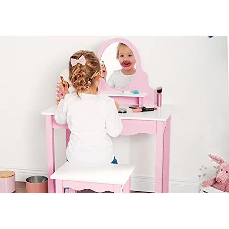 Pinolino 'Jasmin' Kinderschminktisch, inkl. Hocker, ab 3 Jahren, rosa/weiß – Bild 2