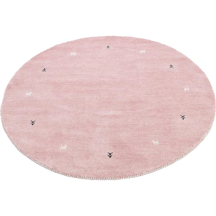 carpetfine 'Gabbeh Uni' Wollteppich, reine Wolle, Rosa, Ø 120 cm – Bild 3
