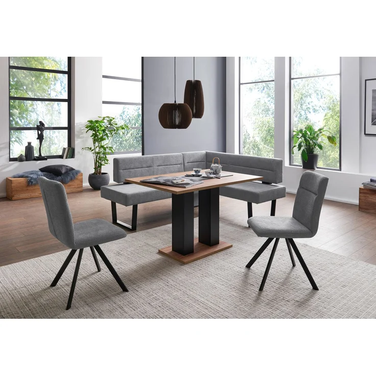 Eckbankgruppe Modern Doralyn 2 für 7 Personen Microfaser Schwarz/Grau – Bild 2