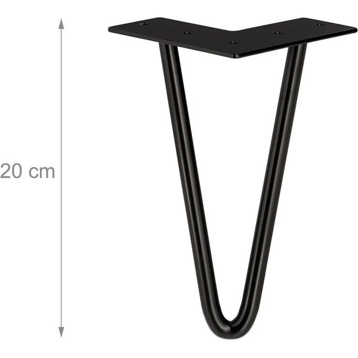 relaxdays Tischbein 4er Set Hairpin Legs mit 2 Streben, 30 cm - 2 Stangen – Bild 3