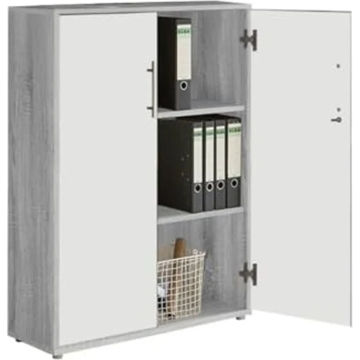 BMG Möbel Büromöbel-Set Office Edition Set 2, (Büro Set, 5 tlg, Fronten Matt oder Hochglanz lackiert), Aktenschrank und Rollcontainer abschließbar, Winkelschreibtisch – Bild 4