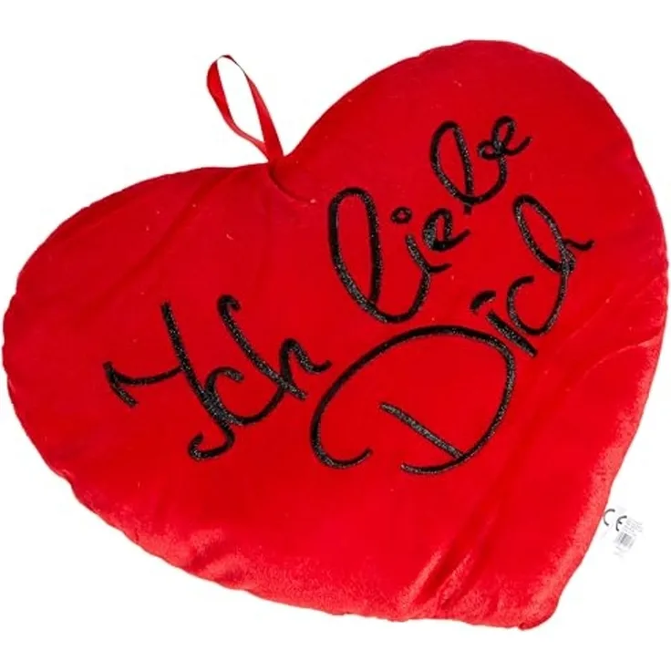 Out of the Blue Zierkissen OOTB Rotes Plüschherz, Ich liebe Dich, ca. 35 cm S/L