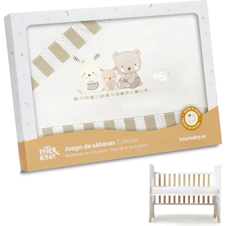 Interbaby 03100-05 Bettwäsche babybett - 100% Baumwolle - Modell: Love, beige, 0.7 kg