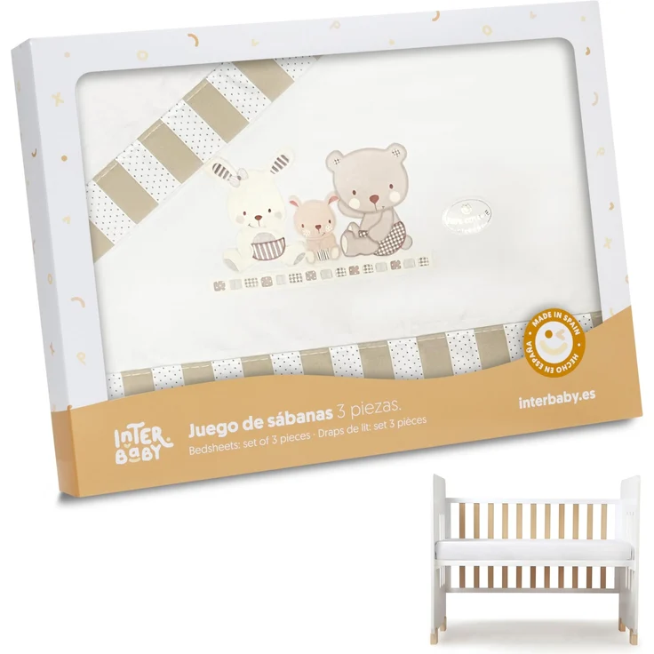 Interbaby 03100-05 Bettwäsche babybett - 100% Baumwolle - Modell: Love, beige, 0.7 kg