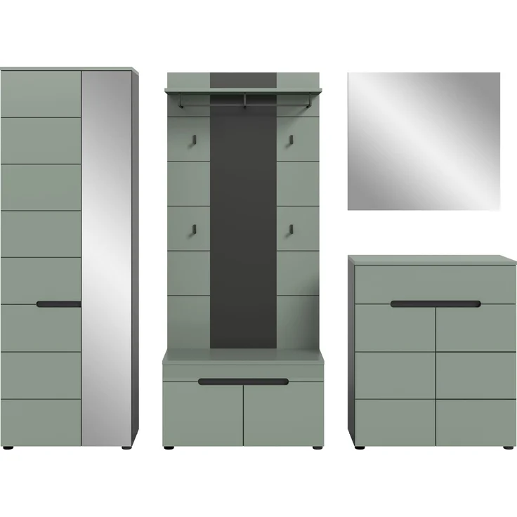 Garderobenkombination (B/H/T: 255x190x37 cm) in Smoke Green Nachbildung – Bild 2