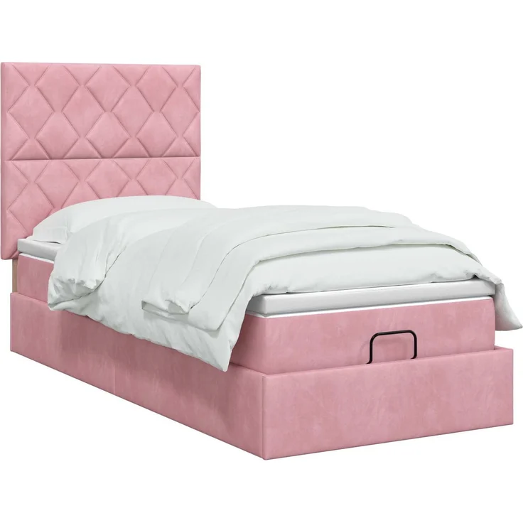 vidaXL Ottoman Bett mit Matratze mit Kopfteil Rosa 90 x 190 cm Samt 3457766 – Bild 3