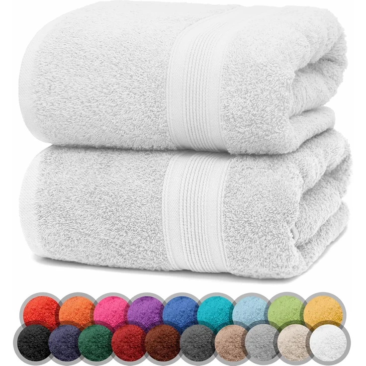 NatureMark 2er Pack DUSCHTÜCHER Premium Qualität 70x140 cm DUSCHTUCH Dusch-Handtuch Doppelpack Farbe: Weiß – Bild 1