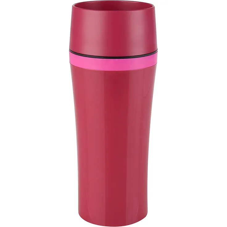 Emsa 514178 Isolierbecher, Mobil genießen, 360 ml, Quick Press Verschluss, Himbeer-Rosa, Travel Mug Fun