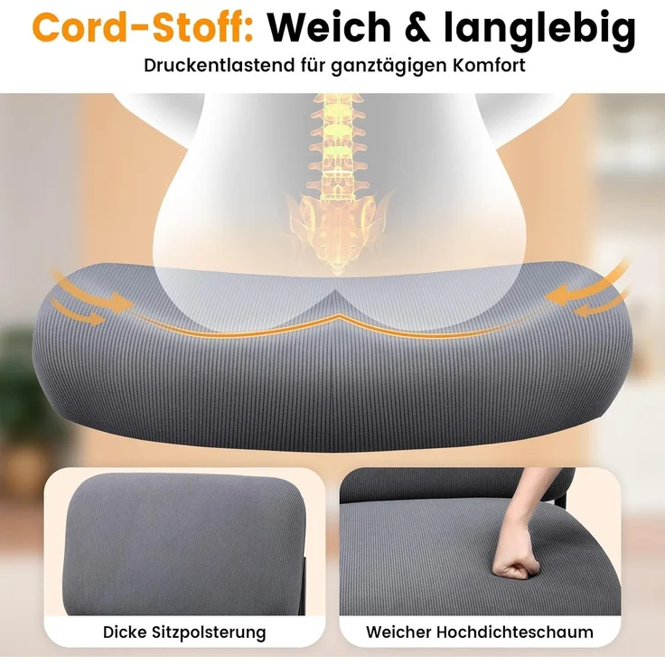 COMHOMA Loungesessel Sessel Relaxsessel Ohrensessel modern, Polsterstuhl mit Metallbeinen, Einzelsofa für Wohnzimmer/Schlafzimmer/Garten, Grau – Bild 6