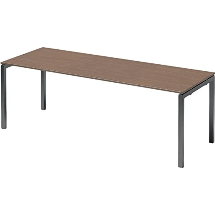 BISLEY Cito Schreibtisch, 740 mm höhenfixes U-Gestell, Metall, Wn334 Dekor Nußbaum, Gestell Anthrazitgrau, 80 x 220 x 85 cm
