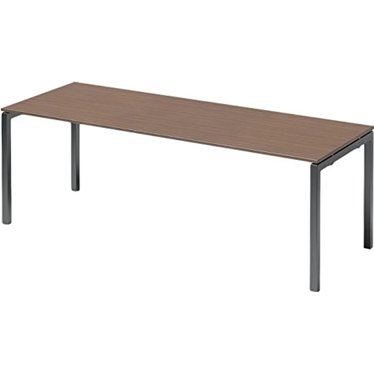 BISLEY Cito Schreibtisch, 740 mm höhenfixes U-Gestell, Metall, Wn334 Dekor Nußbaum, Gestell Anthrazitgrau, 80 x 220 x 85 cm – Bild 1