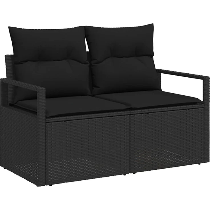 vidaXL Sofa Set 6 stk. Schwarz Polyrattan und Stahl 3447229 – Bild 3