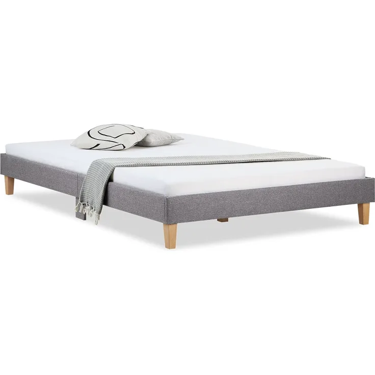 Polsterbett 160 x 200 cm Grau Doppelbett Futonbett Bett Bettgestell Lattenrost