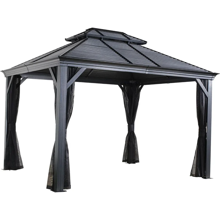Sojag 'Mykonos' Pavillon 1014 inkl. Moskitonetz, Aluminium, basaltgrau, 299 x 425 x 291 cm – Bild 2