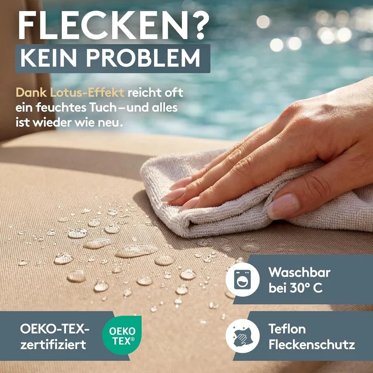 LILENO HOME Gartenstuhl Auflagen [1er Set - Hochlehner] in Taupe - bequeme Liegen als Sitzauflagen für Gartenmöbel - Stuhlkissen für Gartenstühle und Klappstühle MIA – Bild 5