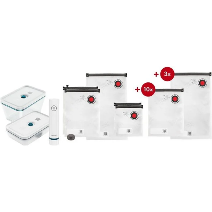Zwilling Aufbewahrungssystem Fresh&Save Aufbewahrungsbox, Borosilikatglas, Kunststoff, Silikon, (Set, 21-tlg), Borosilikatglas,Kunststoff, Silikon, (Set, 21tlg), (Vakuum Starterset) – Bild 4