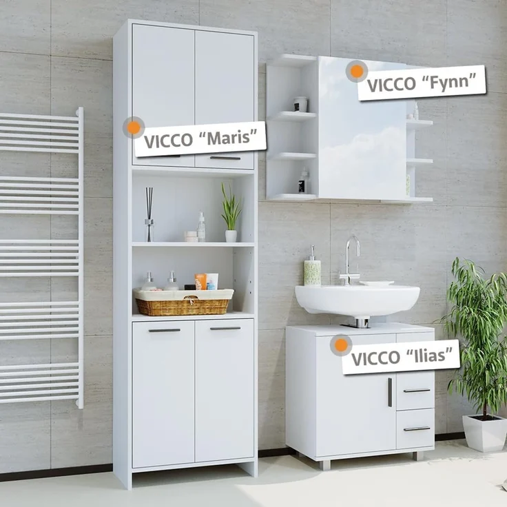 Badmöbel-Set Maris Weiß 2-teilig Vicco – Bild 4