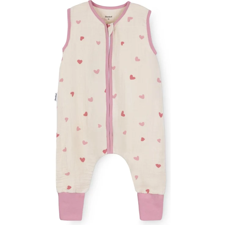 Ehrenkind® Baby Sommerschlafsack mit Füßen Musselin 0.5 TOG | aus weicher OEKO-TEX zertifizierter Bio-Baumwolle | Sommer Baby Schlafsack 0.5 TOG Gr. 90 Farbe Natur Herzen
