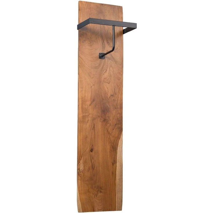 M2 Kollektion Garderobenpaneel Alaska 1, Baumkante Teakholz Massiv Stange 25x110x20cm – Bild 1