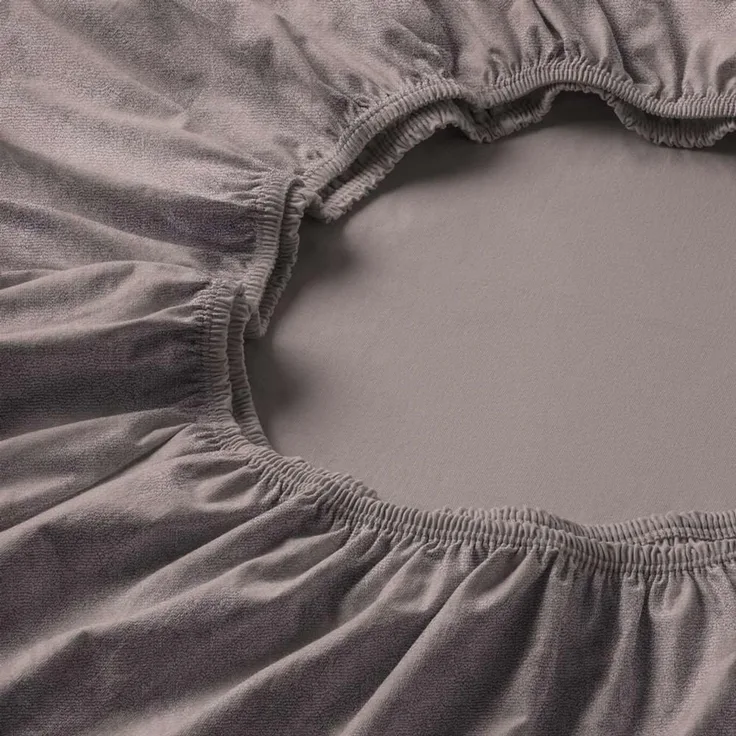 Estella Samt Velours Spannbetttuch 180x200 - 200x200 cm kiesel (800)