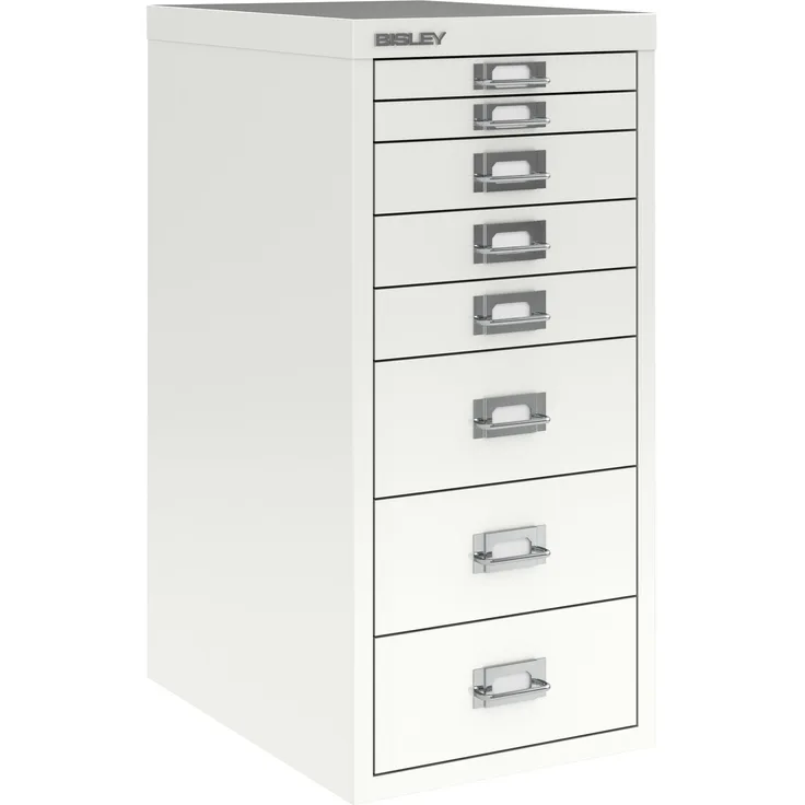 Bisley MultiDrawer™, 29er Serie, DIN A4, 8 Schubladen, Farbe verkehrsweiß