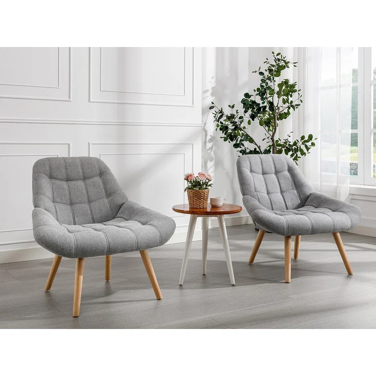 Vente-unique - LUOSTO - Sessel mit gerader Rückenlehne - Holz, Platte - Holz - Grau - 87 x 79 x 83 cm – Bild 2