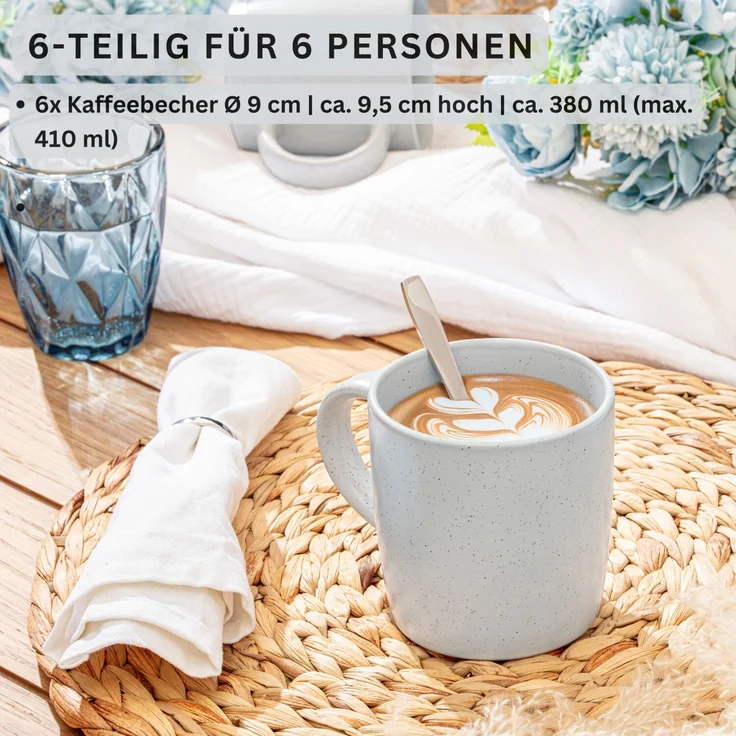 SÄNGER Steingut Kaffeebecher Leeds Frost 6 teilig – Bild 2