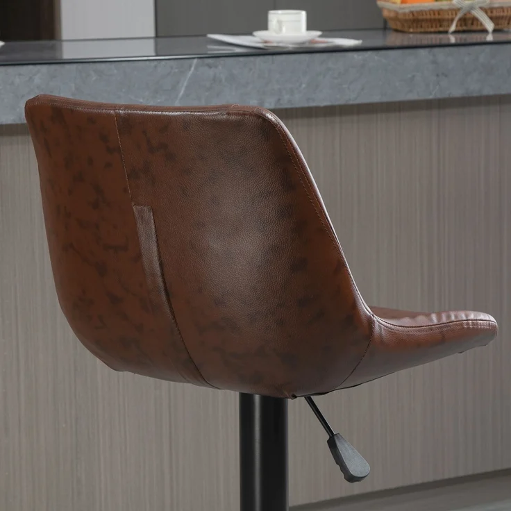 2er-Set Barhocker Barstühle, höhenverstellbar, inkl. Fußstütze, 46,5 cm x 50 cm x 108 cm, Schwarz + Braun--Braun--108x50x46.5cm--YOUDENOVA – Bild 10